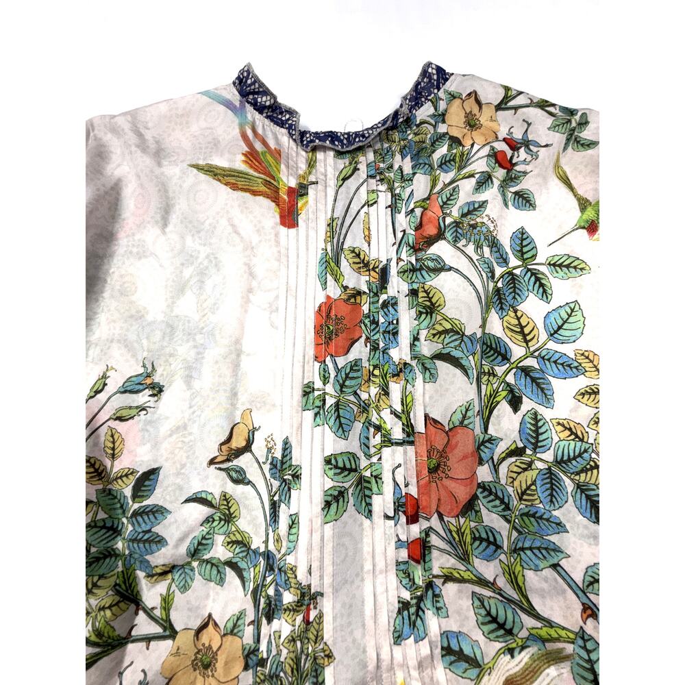 Johnny Was NWOT Evette 100% silk Blouse Sz XXL floral print ruffled neckline - Picture 10 of 14